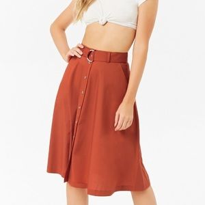 Forever 21: Rust  Button Down Skirt